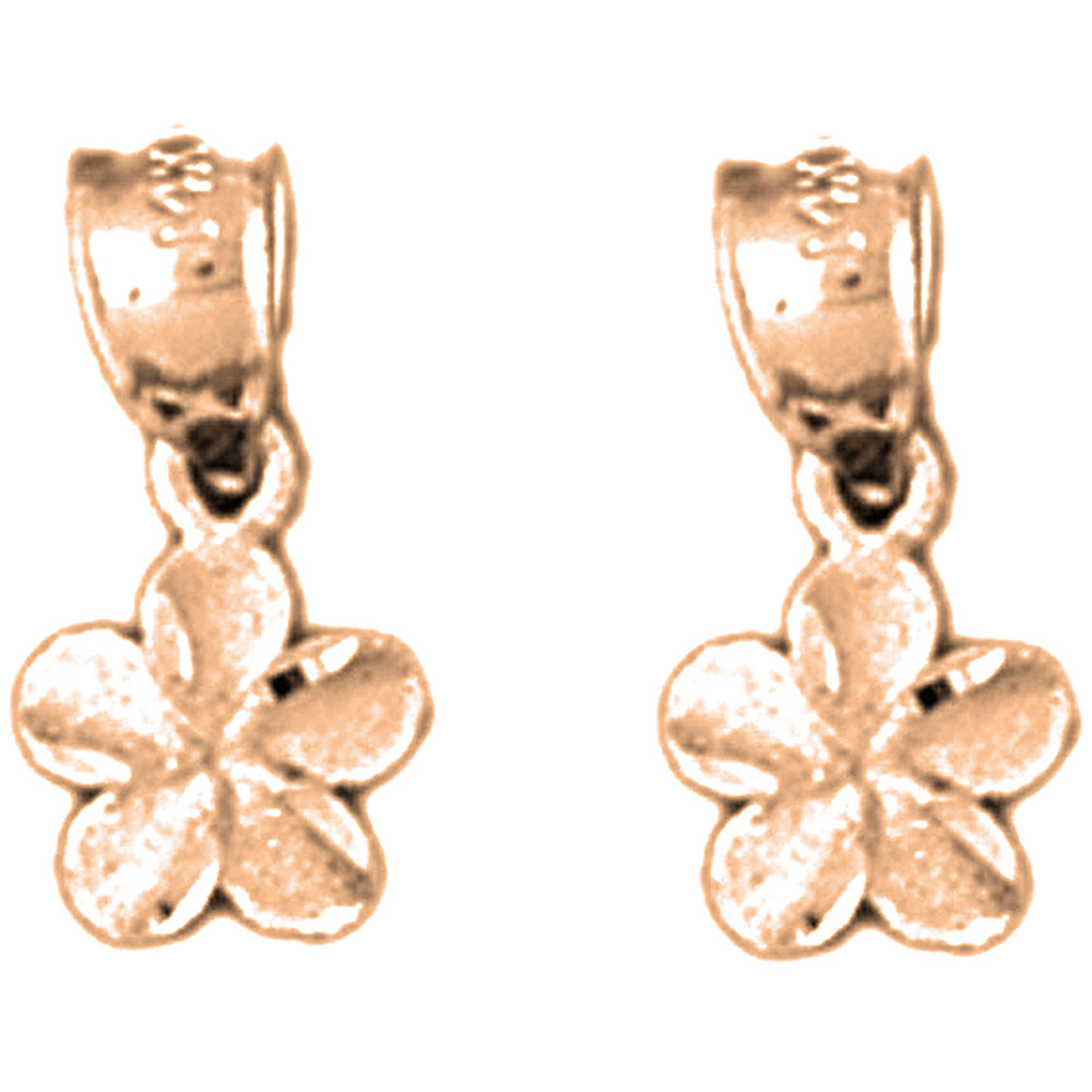 14K or 18K Gold 14mm Plumeria Flower Earrings