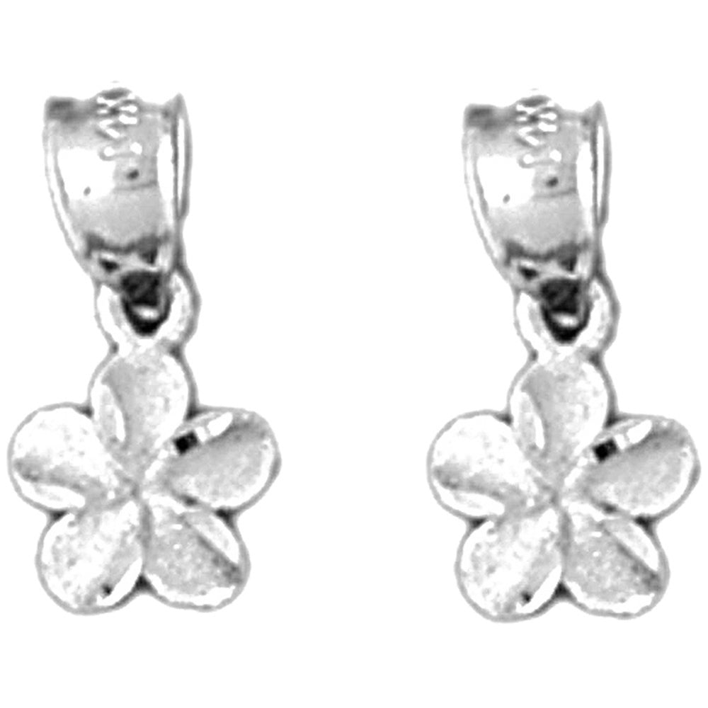 Sterling Silver 14mm Plumeria Flower Earrings