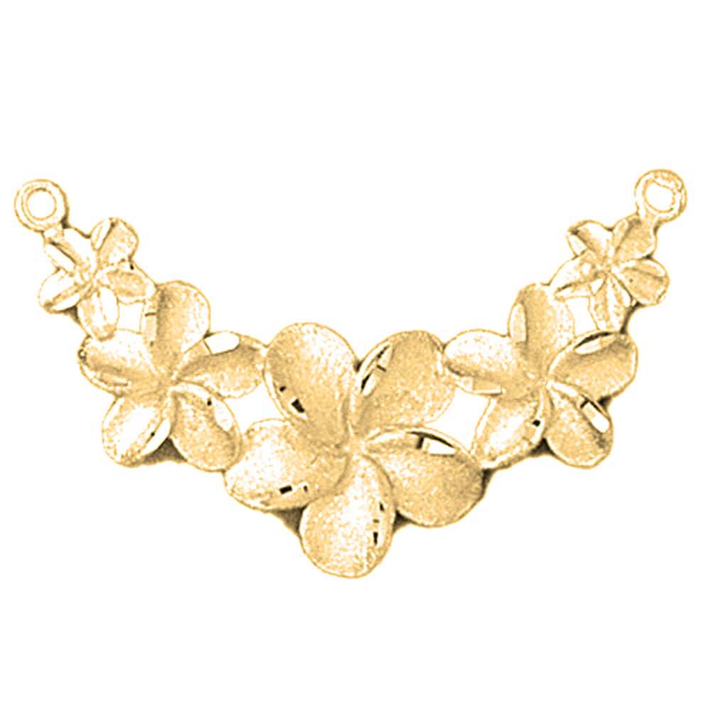 10K, 14K or 18K Gold Plumeria Flower Lei Pendant