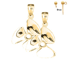 Pendientes de hélice de plata de ley de 27 mm (chapados en oro blanco o amarillo)