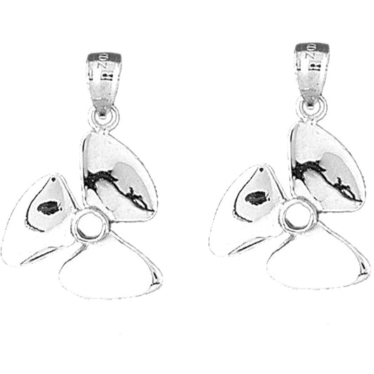 Sterling Silver 27mm Propeller Earrings