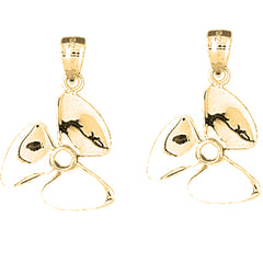 14K or 18K Gold 27mm Propeller Earrings