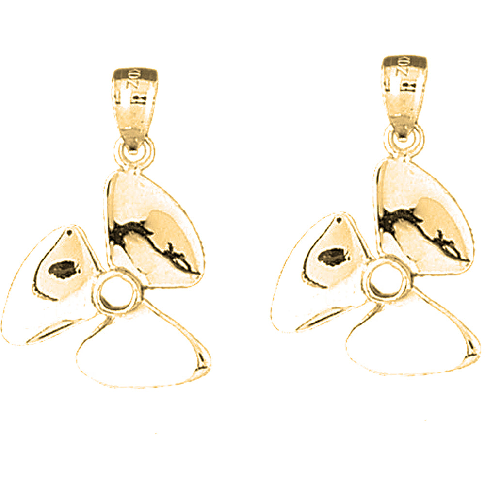 Yellow Gold-plated Silver 27mm Propeller Earrings