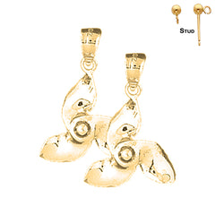 14K oder 18K Gold 26mm Propeller Ohrringe