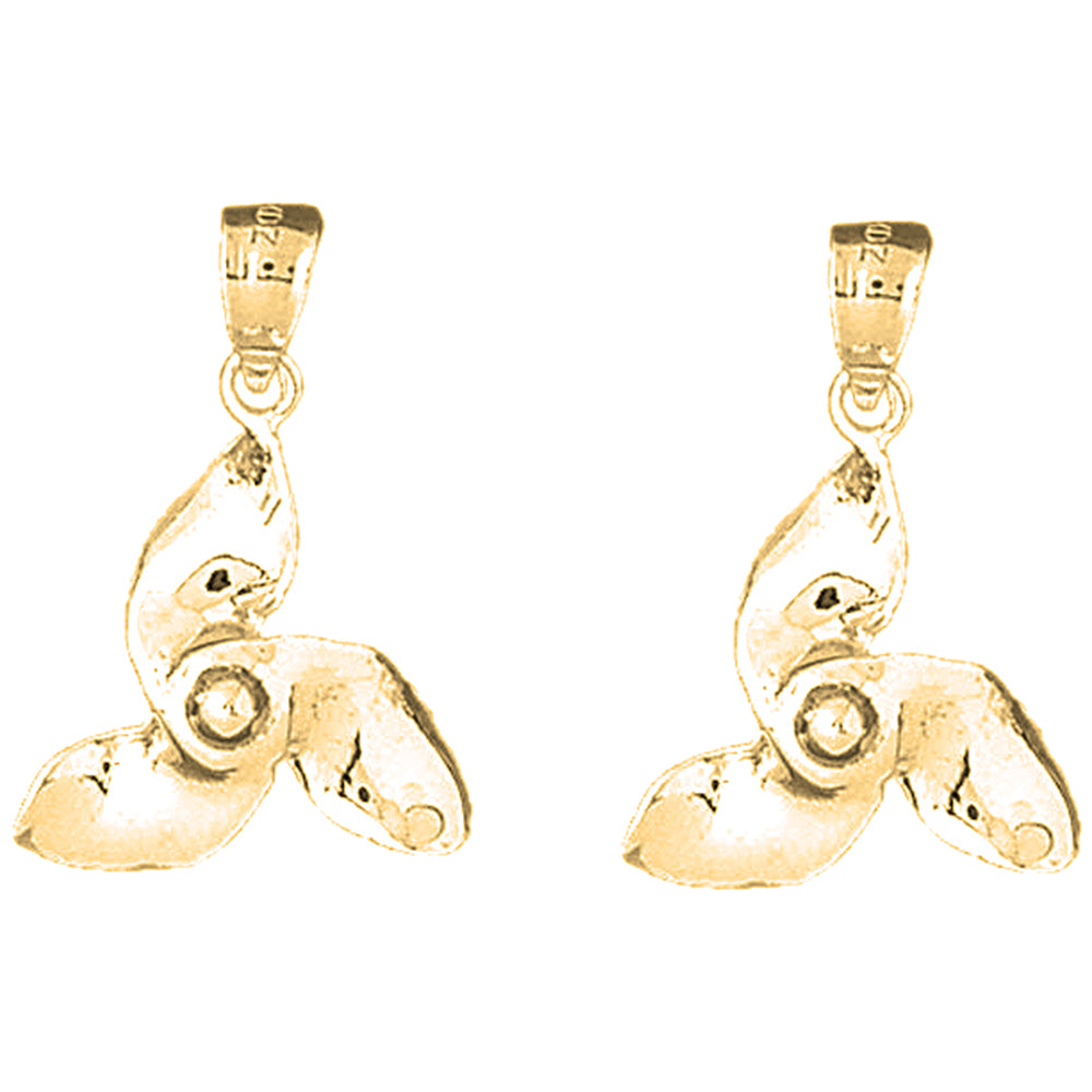 Yellow Gold-plated Silver 26mm Propeller Earrings