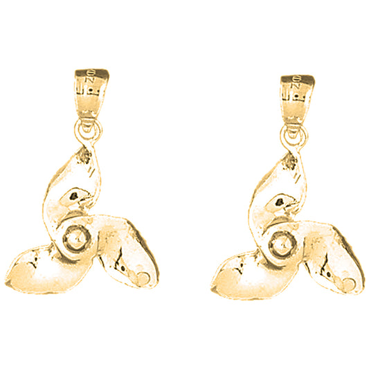 Yellow Gold-plated Silver 26mm Propeller Earrings
