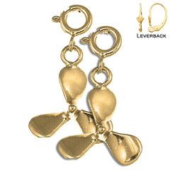 Sterling Silver 23mm Propeller Earrings (White or Yellow Gold Plated)
