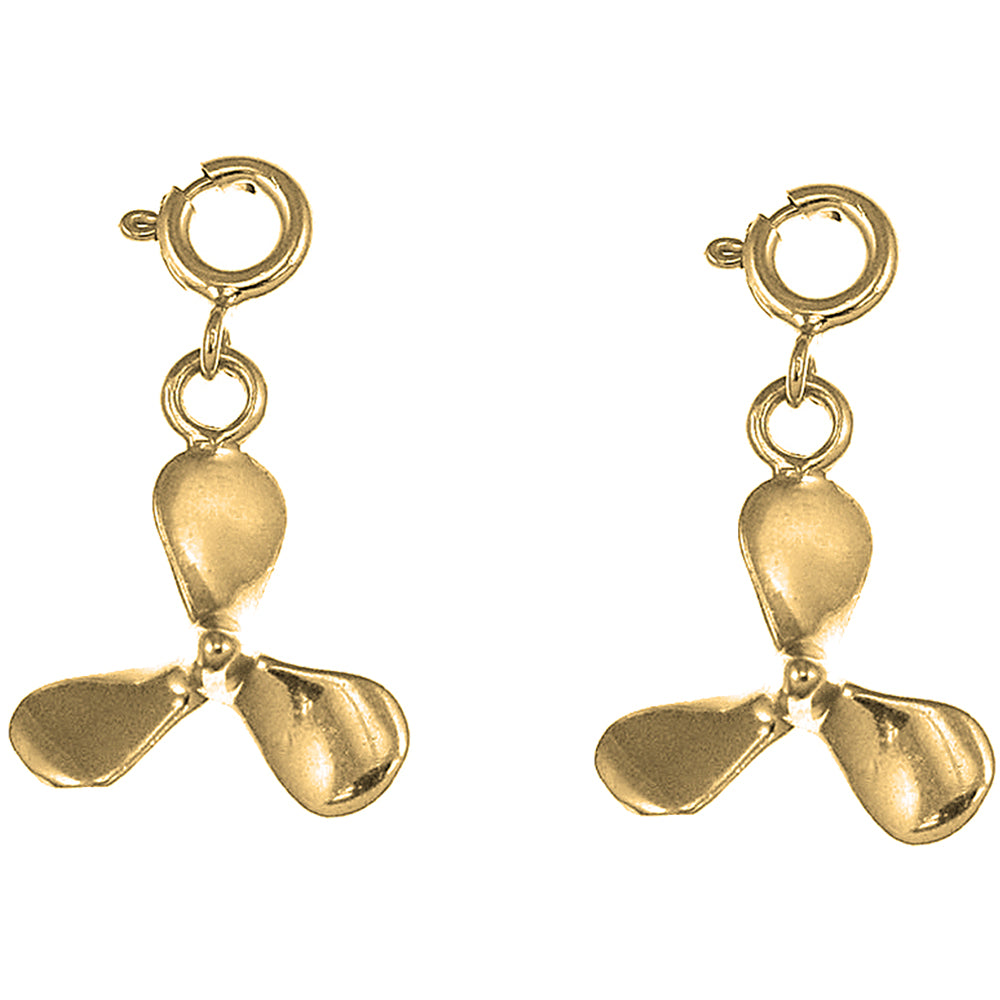 14K or 18K Gold 23mm Propeller Earrings