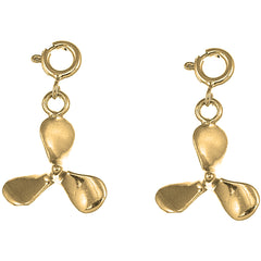 14K or 18K Gold 23mm Propeller Earrings