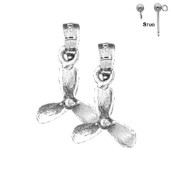 Pendientes de hélice de plata de ley de 17 mm (chapados en oro blanco o amarillo)