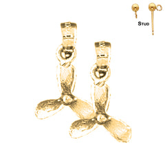 14K or 18K Gold Propeller Earrings