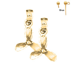 Propeller-Ohrringe aus Sterlingsilber, 17 mm (weiß- oder gelbvergoldet)