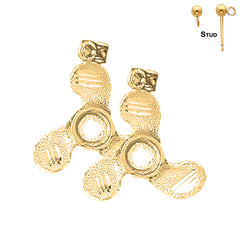 Pendientes de hélice de oro de 14 quilates o 18 quilates de 23 mm