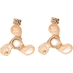 14K or 18K Gold 23mm Propeller Earrings