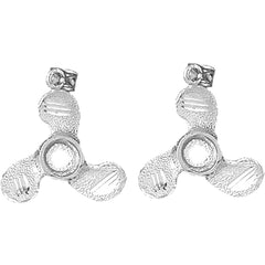 Sterling Silver 23mm Propeller Earrings