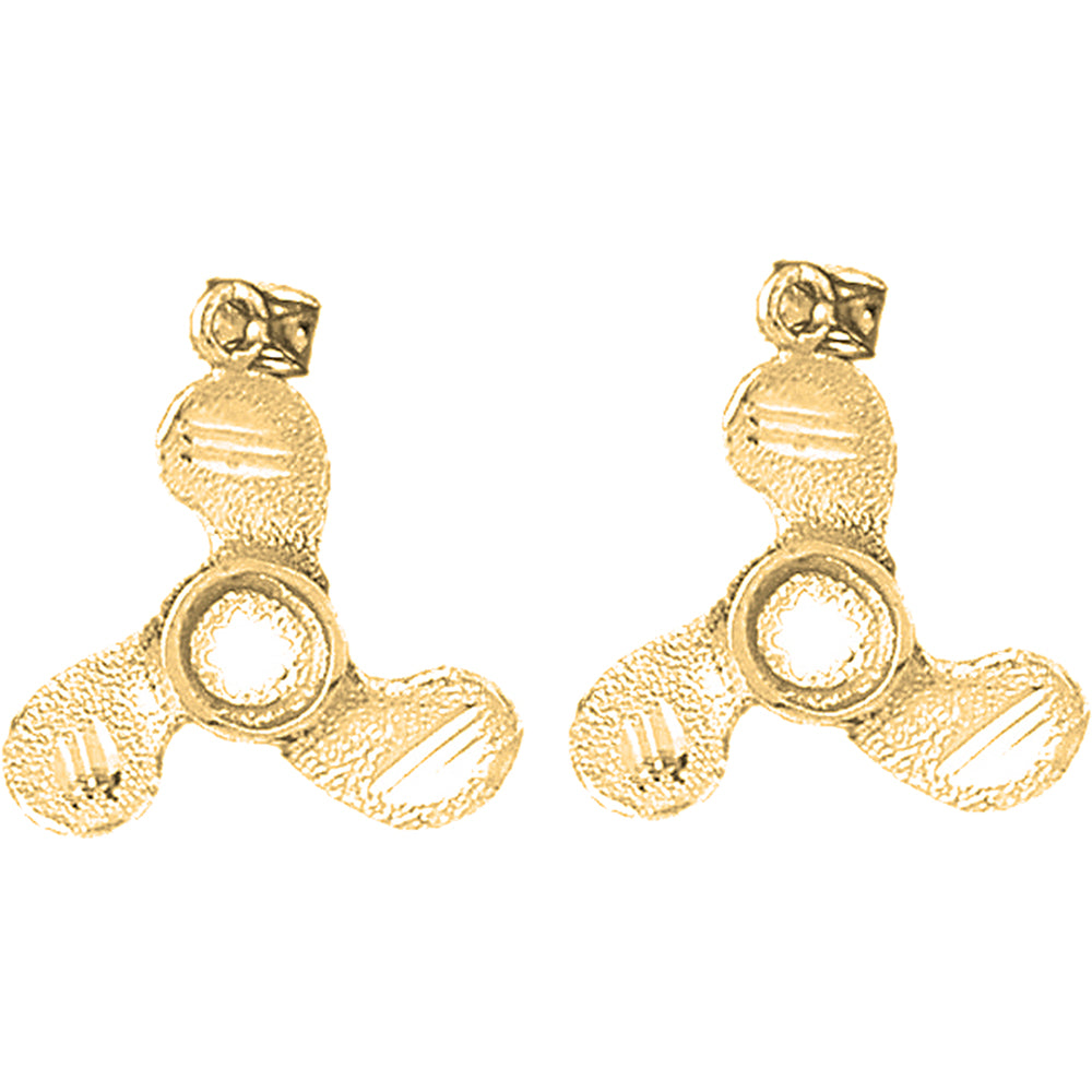 14K or 18K Gold 23mm Propeller Earrings