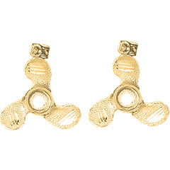 14K or 18K Gold 23mm Propeller Earrings