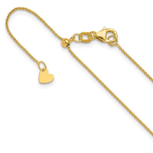 14K Yellow Gold Adjustable .7mm Round Cable Chain