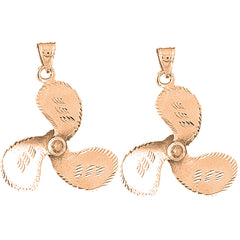 14K or 18K Gold 42mm Propeller Earrings