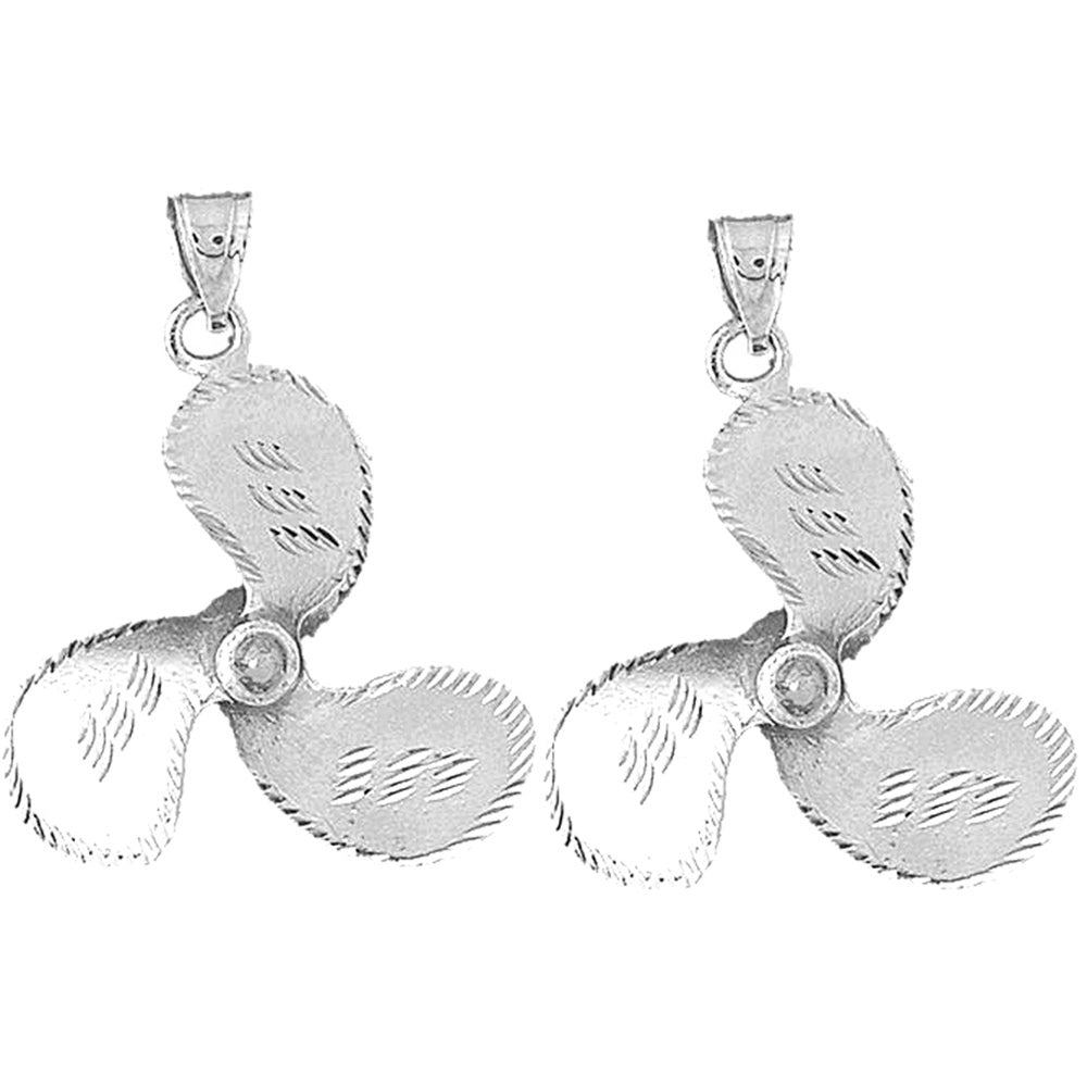 Sterling Silver 42mm Propeller Earrings