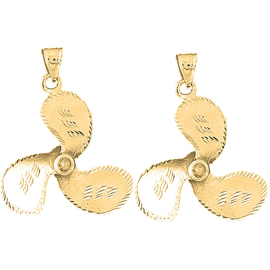 Yellow Gold-plated Silver 42mm Propeller Earrings