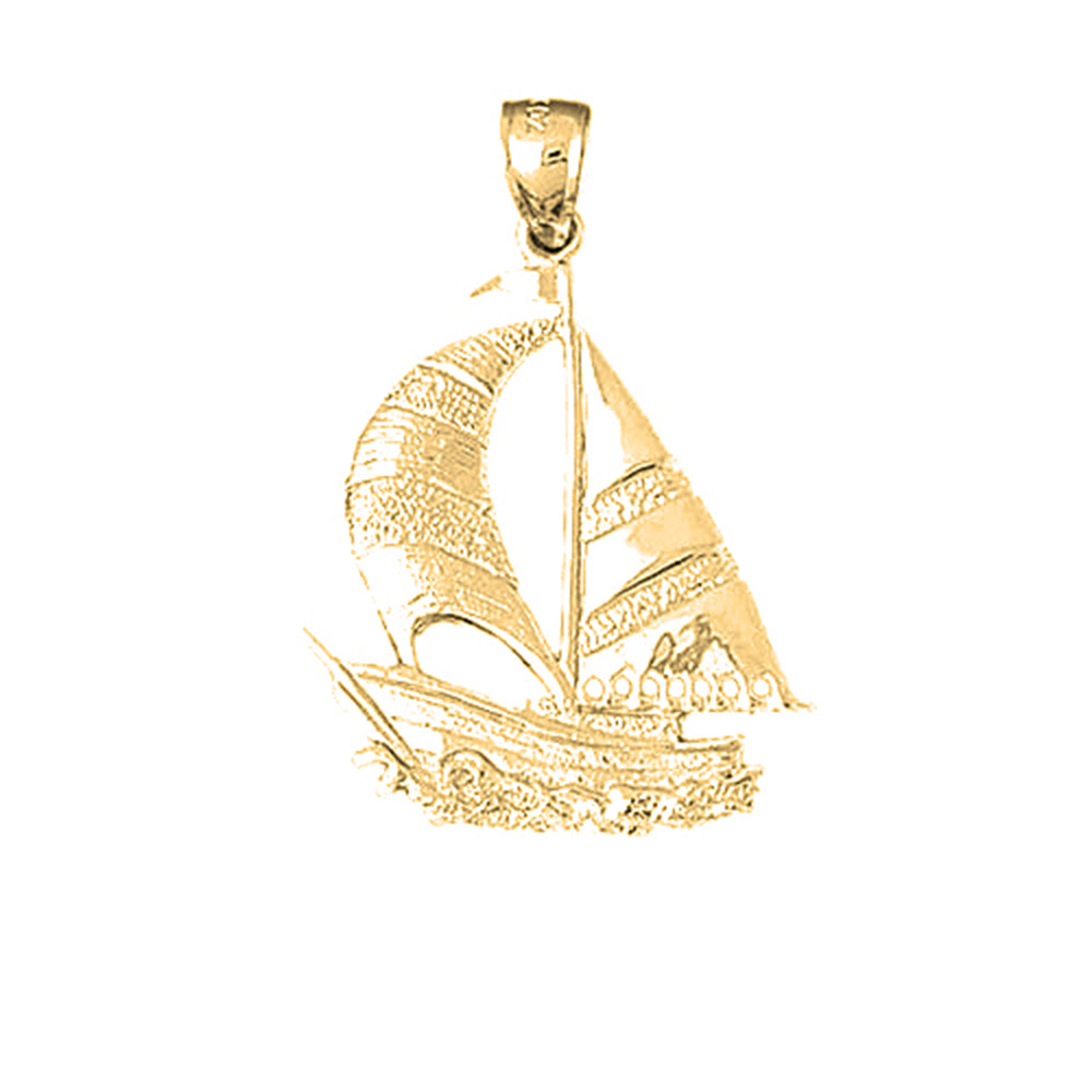 10K, 14K or 18K Gold Sailboat Pendant