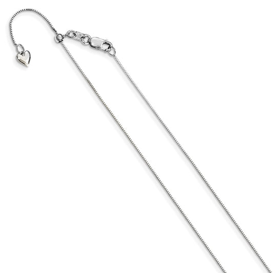 14K White Gold Adjustable .55mm Box Chain