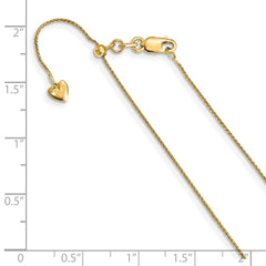 14K Yellow Gold Adjustable .8mm Diamond-cut Wheat Chain