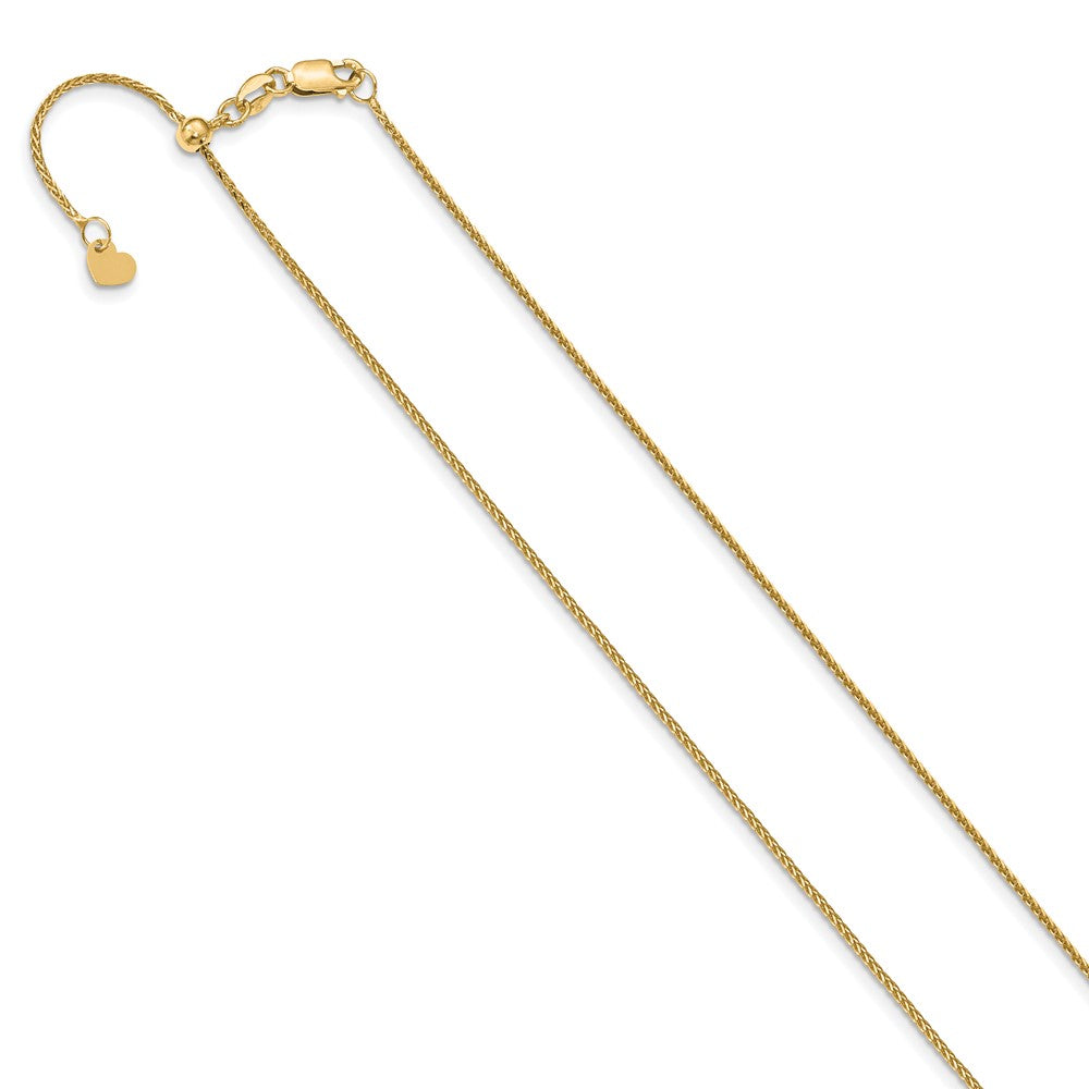 14K Yellow Gold Adjustable .95mm Diamond-cut Wheat Chain