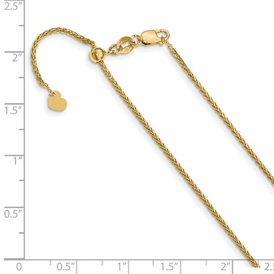 14K Yellow Gold Adjustable 1.2mm Diamond-cut Wheat Chain