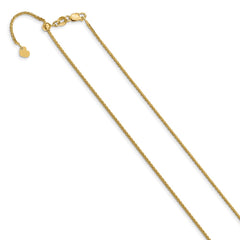 14K Yellow Gold Adjustable 1.2mm Diamond-cut Wheat Chain