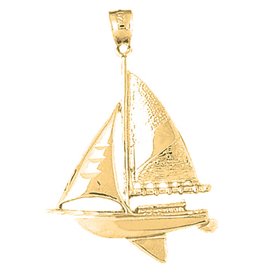 10K, 14K or 18K Gold Sailboat Pendant