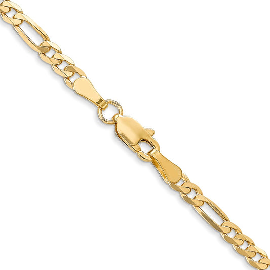 14K Yellow Gold 3.25mm Flat Figaro Chain