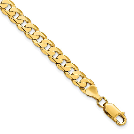 14K Yellow Gold 6.75mm Flat Beveled Curb Chain