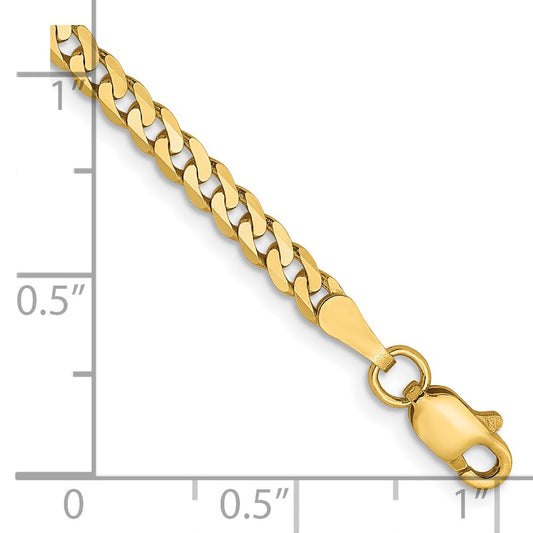 Flache, abgeschrägte Panzerkette aus 14 Karat Gelbgold, 2,9 mm