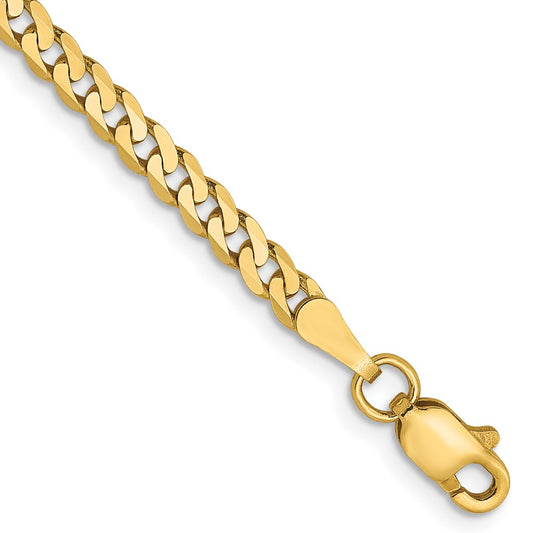 14K Yellow Gold 2.9mm Flat Beveled Curb Chain