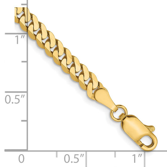 Flache, abgeschrägte Panzerkette aus 14 Karat Gelbgold, 3,9 mm