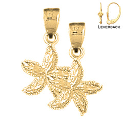 Sterling Silver 22mm Starfish Earrings (White or Yellow Gold Plated)