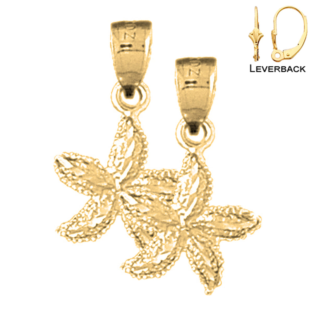 Pendientes Estrella de Mar de Oro de 14K o 18K de 22mm