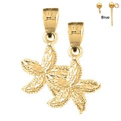 Sterling Silver 22mm Starfish Earrings (White or Yellow Gold Plated)