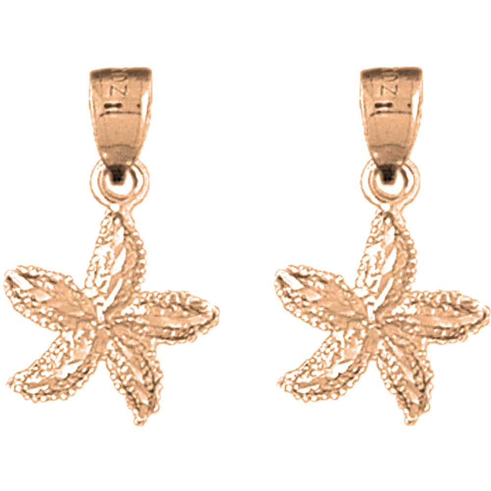 14K or 18K Gold 22mm Starfish Earrings