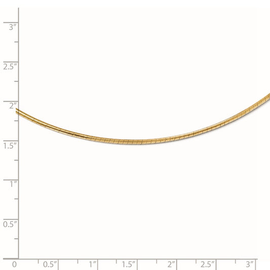 14 Karat Gelbgold, 2 mm, runde Omega-Kette