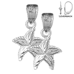 Sterling Silver 20mm Starfish Earrings (White or Yellow Gold Plated)