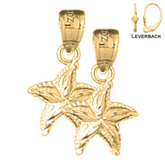 Sterling Silver 20mm Starfish Earrings (White or Yellow Gold Plated)