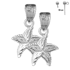 Sterling Silver 20mm Starfish Earrings (White or Yellow Gold Plated)