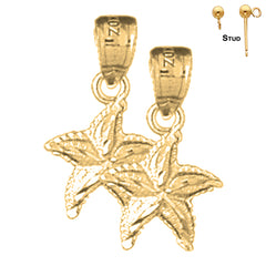 Sterling Silver 20mm Starfish Earrings (White or Yellow Gold Plated)