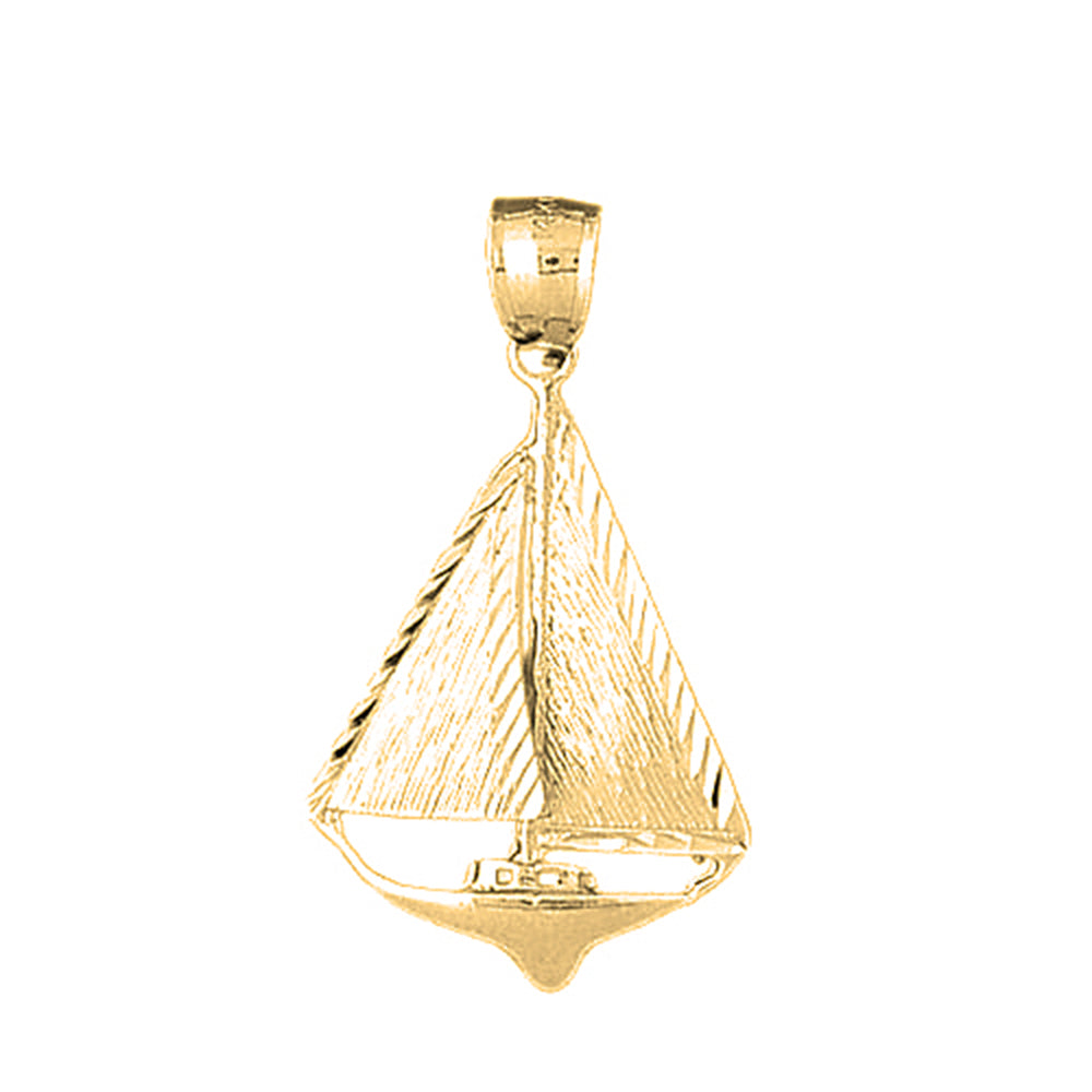 10K, 14K or 18K Gold Sailboat Pendant