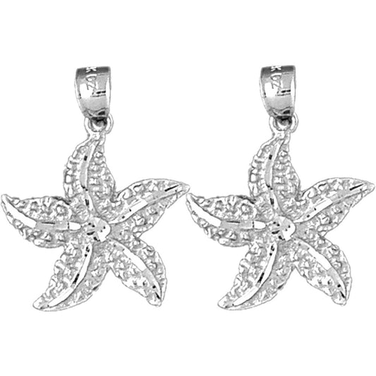 Sterling Silver 26mm Starfish Earrings