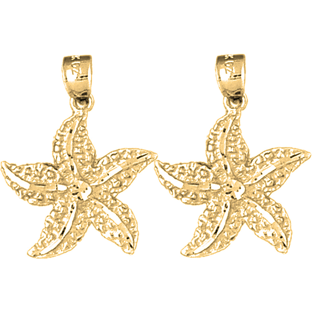 Yellow Gold-plated Silver 26mm Starfish Earrings