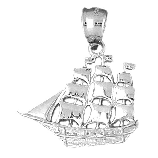 10K, 14K or 18K Gold Pirate Ship Pendant